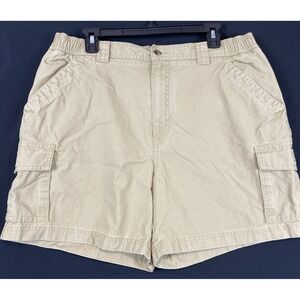 L.L. Bean Comfort Waist Mens 36W Shorts Cargo Khaki Stretch Safari Pockets